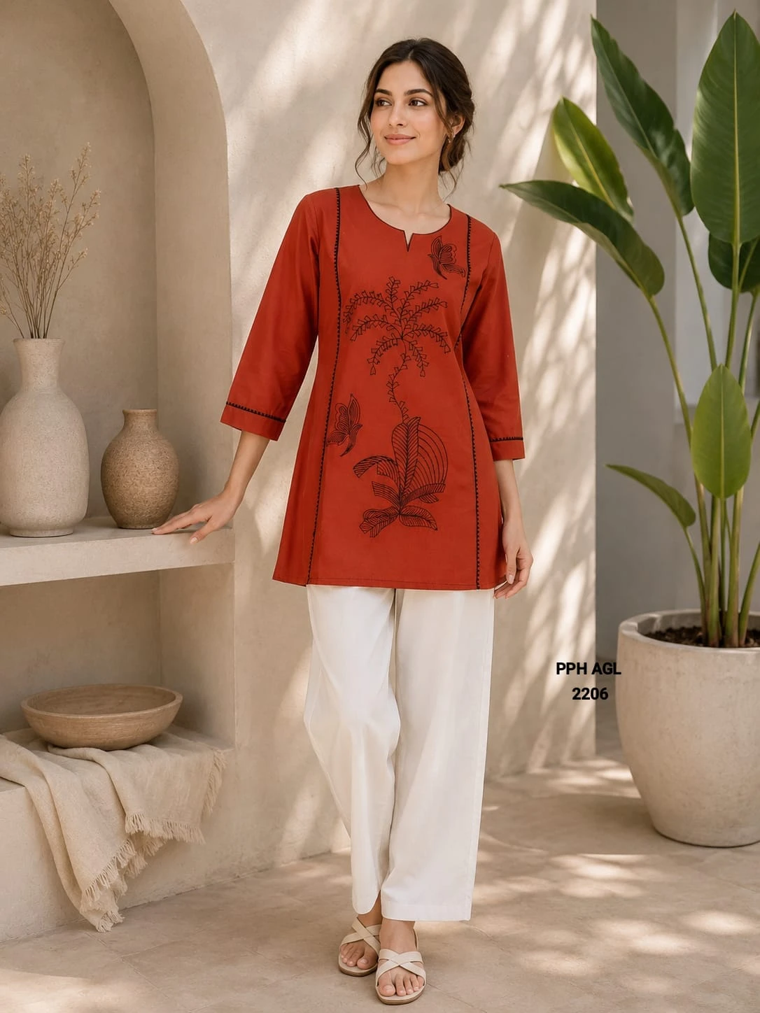 Handcrafted Dabu Print Cotton Kurti Pant Set